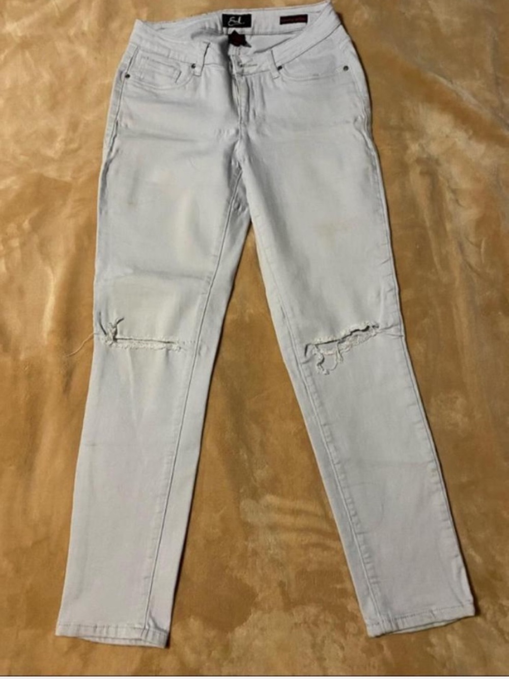 Earl Jeans Women's Light Gray Distressed Skinny Jeans Sz 8